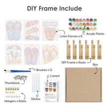 Afbeelding in Gallery-weergave laden, Schilderen op nummer – Set van 6 doeken | Zomerse Slippers Borden