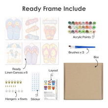 Afbeelding in Gallery-weergave laden, Schilderen op nummer – Set van 6 doeken | Zomerse Slippers Borden