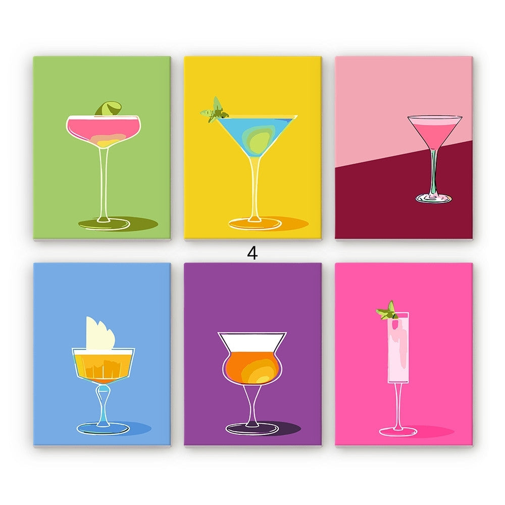 Schilderen op nummer – Set van 6 doeken | Stijlvolle Cocktailglazen