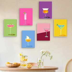 Schilderen op nummer – Set van 6 doeken | Stijlvolle Cocktailglazen