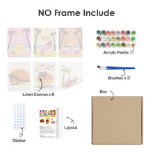 Afbeelding in Gallery-weergave laden, Schilderen op nummer – Set van 6 doeken | Zomer Strandposters