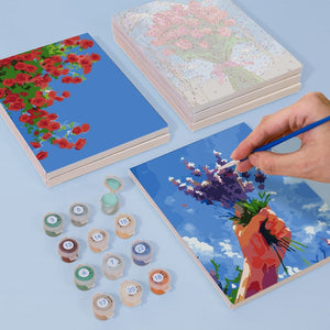 Schilderen op nummer – Set van 6 doeken | Bloemenboeketten in de Lucht