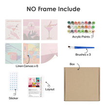Afbeelding in Gallery-weergave laden, Schilderen op nummer – Set van 6 doeken | Chique Cocktailposters
