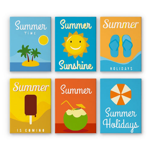 Schilderen op nummer – Set van 6 doeken | Zomervakantie Posters