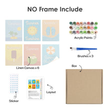 Afbeelding in Gallery-weergave laden, Schilderen op nummer – Set van 6 doeken | Zomervakantie Posters