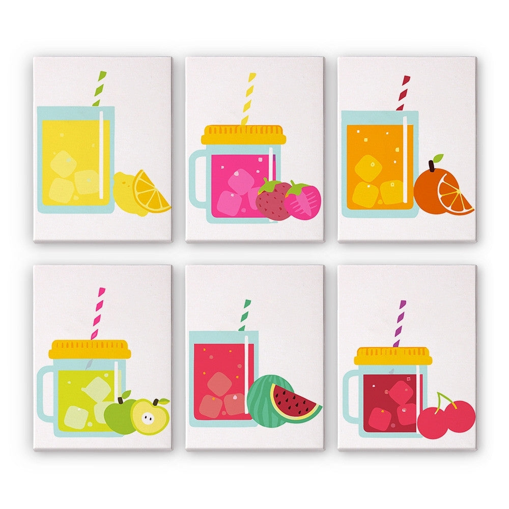 Schilderen op nummer – Set van 6 doeken | Fruit Mason Jar Sappen