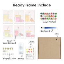 Afbeelding in Gallery-weergave laden, Schilderen op nummer – Set van 6 doeken | Fruit Mason Jar Sappen