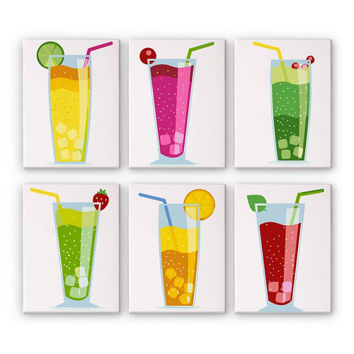 Schilderen op nummer – Set van 6 doeken | Bruisende Fruitdranken