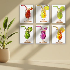 Schilderen op nummer – Set van 6 doeken | Fruitige Cocktails