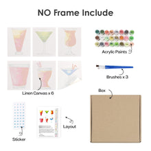 Afbeelding in Gallery-weergave laden, Schilderen op nummer – Set van 6 doeken | Kleurrijke Cocktails