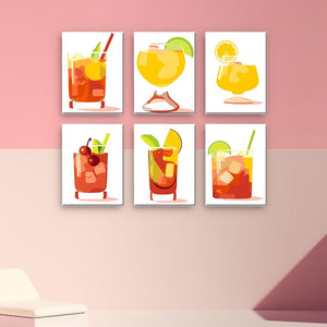 Schilderen op nummer – Set van 6 doeken | Tropische Cocktails