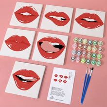 Afbeelding in Gallery-weergave laden, Schilderen op nummer – Set van 6 doeken | Rode Lippen
