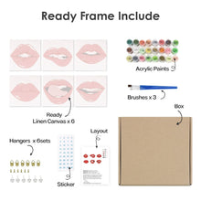 Afbeelding in Gallery-weergave laden, Schilderen op nummer – Set van 6 doeken | Rode Lippen