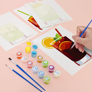 Schilderen op nummer – Set van 6 doeken | Levendige Zomercocktails
