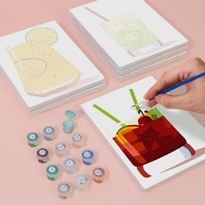 Schilderen op nummer – Set van 6 doeken | Levendige Zomercocktails