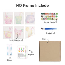 Afbeelding in Gallery-weergave laden, Schilderen op nummer – Set van 6 doeken | Tropische Popdranken