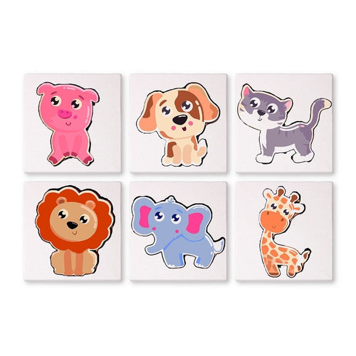 Schilderen op nummer – Set van 6 doeken | Schattige Dieren