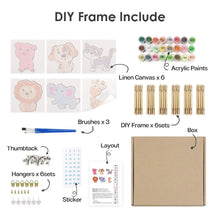 Afbeelding in Gallery-weergave laden, Schilderen op nummer – Set van 6 doeken | Schattige Dieren