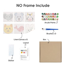 Afbeelding in Gallery-weergave laden, Schilderen op nummer – Set van 6 doeken | Schattige Dierengezichten