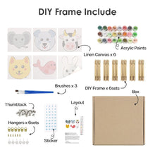 Afbeelding in Gallery-weergave laden, Schilderen op nummer – Set van 6 doeken | Schattige Dierengezichten