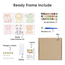 Afbeelding in Gallery-weergave laden, Schilderen op nummer – Set van 6 doeken | Schattige Dierfiguren