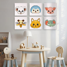 Afbeelding in Gallery-weergave laden, Schilderen op nummer – Set van 6 doeken | Schattige Dierengezichten 2