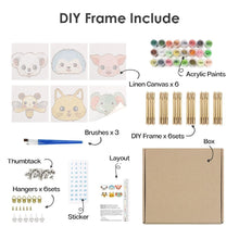 Afbeelding in Gallery-weergave laden, Schilderen op nummer – Set van 6 doeken | Schattige Dierengezichten 2