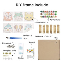 Afbeelding in Gallery-weergave laden, Schilderen op nummer – Set van 6 doeken | Schattige Dierengezichten 3