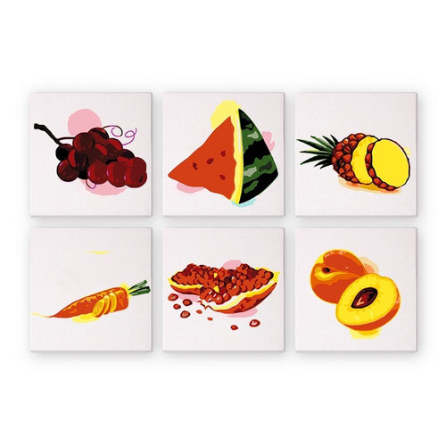 Schilderen op nummer – Set van 6 doeken | Fruit en Groenten