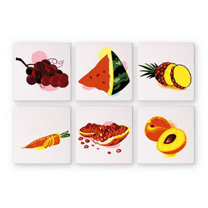 Schilderen op nummer – Set van 6 doeken | Fruit en Groenten