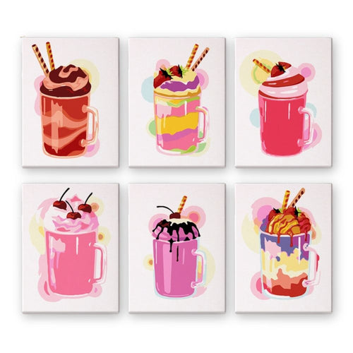 Schilderen op nummer – Set van 6 doeken | Milkshakes