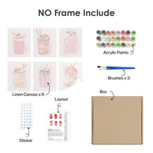 Afbeelding in Gallery-weergave laden, Schilderen op nummer – Set van 6 doeken | Kleurrijke Milkshakes