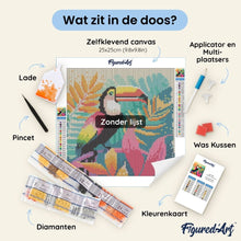 Afbeelding in Gallery-weergave laden, Mini Diamond Painting 25x25 cm - Gracieuze Pauw