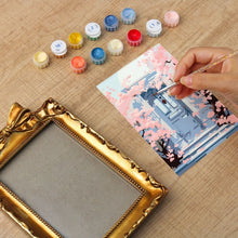 Afbeelding in Gallery-weergave laden, Mini Schilderen op Nummer met lijst - Bloesems bij de Blauwe Deur