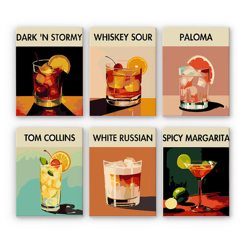 Mini Schilderen op Nummer 15x20cm (6 stuks) - Serie Art Mixologie van Moderne Bar 2