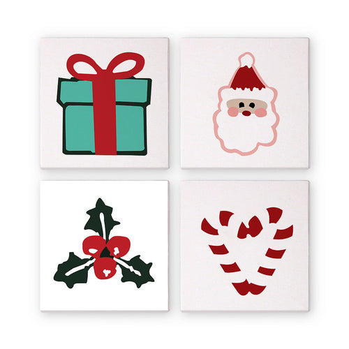 Mini Schilderen op Nummer 20x20cm (4 stuks) - Klassieke Kersticonen 2