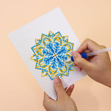 Afbeelding in Gallery-weergave laden, Mini Diamond Painting 15x20cm (4 stuks) - Kristallen Mandala&#39;s in Blauw