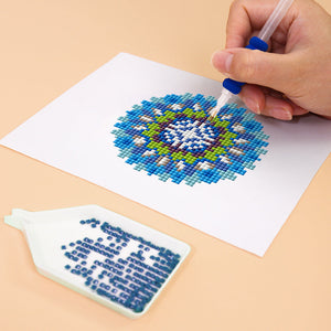 Mini Diamond Painting 15x20cm (4 stuks) - Kristallen Mandala's in Blauw