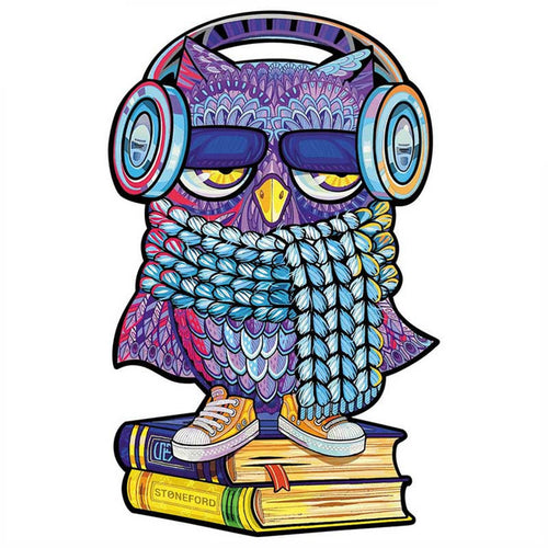 Houten Puzzel - Hipster Uil