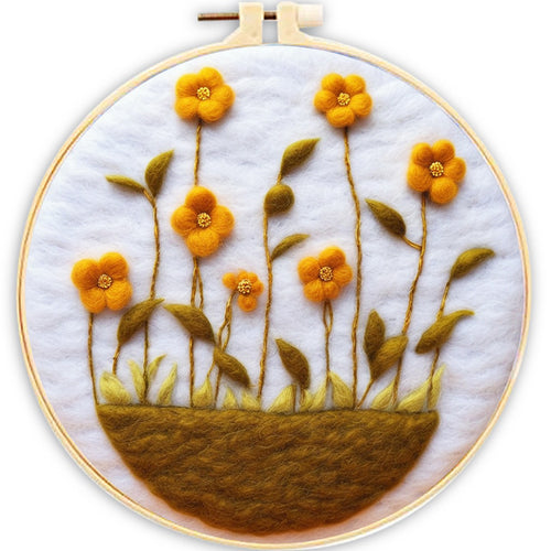 Naaldvilt pakket Gele Bloemen