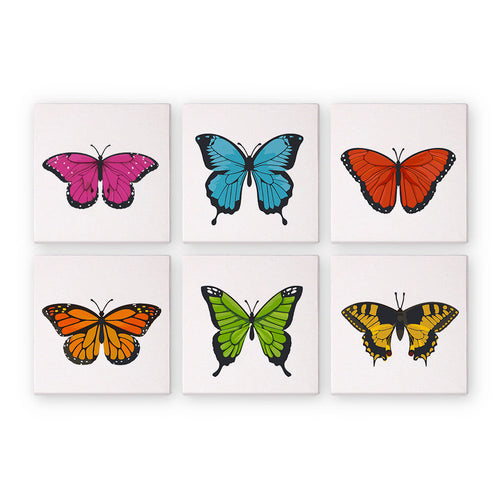 Mini Schilderen op Nummer 15x15cm (6 stuks) - Gekleurde Vlinder