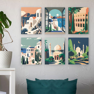 Mini Schilderen op Nummer 15x20cm (6 stuks) - Mediterrane Dromen