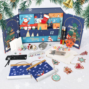 Schilderen op Nummer Adventskalender 2025 - Gezellig & Feestelijk (Blauw - 12 deurtjes) Figured'Art