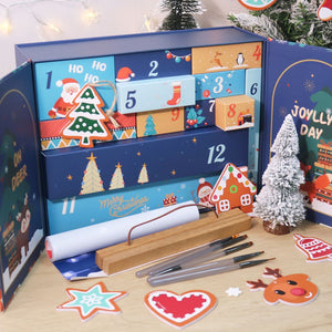 Schilderen op Nummer Adventskalender 2025 - Gezellig & Feestelijk (Blauw - 12 deurtjes)
