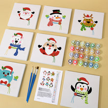 Afbeelding in Gallery-weergave laden, Mini Schilderen op Nummer 15x15cm (9 stuks) - Schattige Kerstpersonages
