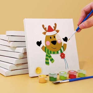 Mini Schilderen op Nummer 15x15cm (9 stuks) - Schattige Kerstpersonages