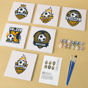 Mini Schilderen op Nummer 15x15cm (6 stuks) - Voetbal Logo Serie