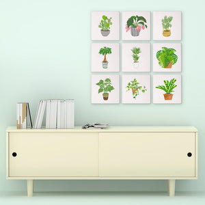 Mini Schilderen op Nummer 15x15cm (9 stuks) - Moderne Vegetale Kunst