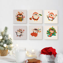 Afbeelding in Gallery-weergave laden, Mini Schilderen op Nummer 15x15cm (6 stuks) - Kerst Winter Pinguïn