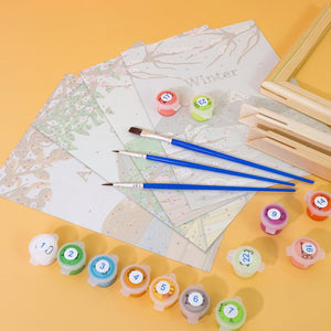 Mini Schilderen op Nummer 15x20cm (4 stuks) - Artistiek Kit Lente Zomer Herfst Winter